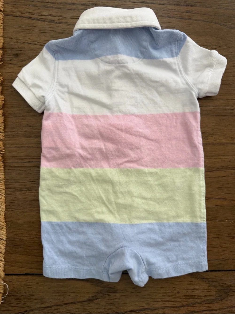 Ralph Lauren Pastel Stripe Polo Romper - White, Blue, Pink, Green